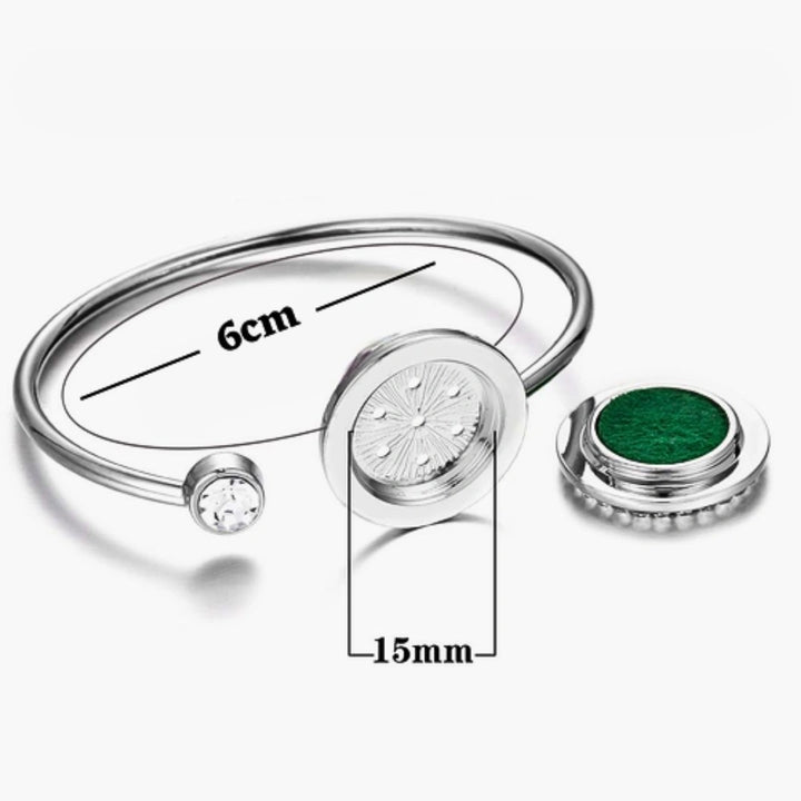 Pulseira Bracelete Feminino Prata Com Cristais Cravejados e Difusor para perfumes e óleos essenciais  Dimensões