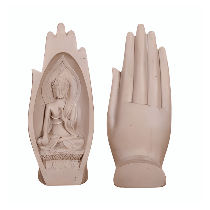 As costas e a Palma das mãos de buda Esculpidas. Transmitem boas energias e são perfeitas para trazer paz e harmonia para seu lar. 